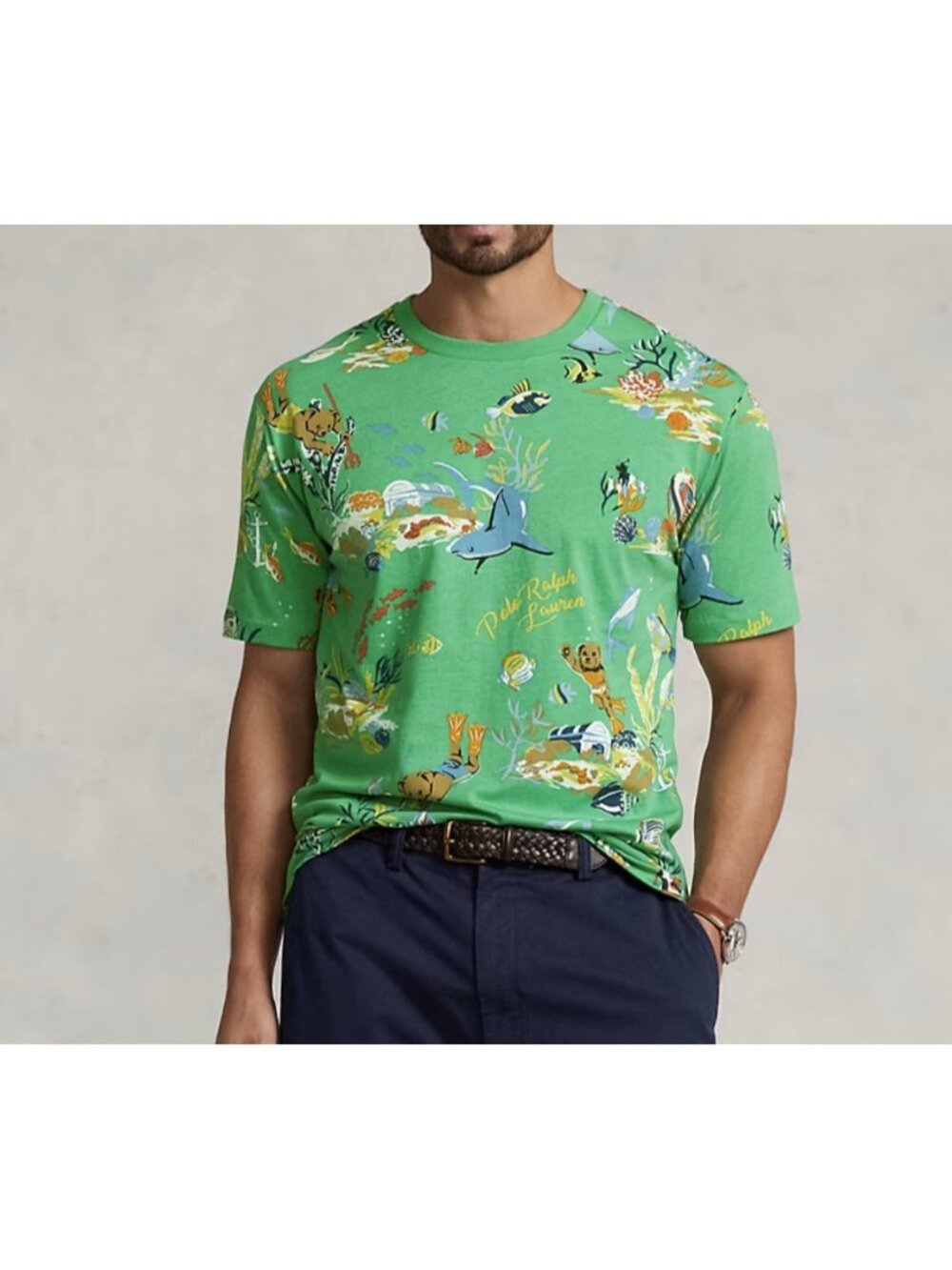 Polo Ralph Lauren Bear Cotton Jersey T-Shirt Green ( M )